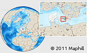 Shaded Relief Location Map of Gundso, highlighted country