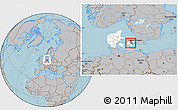 Gray Location Map of Hvalso, highlighted country, highlighted parent region, within the entire country, hill shading