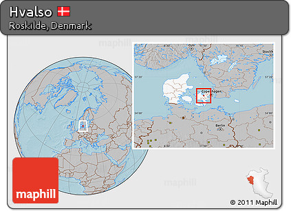 Gray Location Map of Hvalso, highlighted country, hill shading