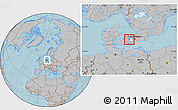Gray Location Map of Hvalso, highlighted parent region, hill shading