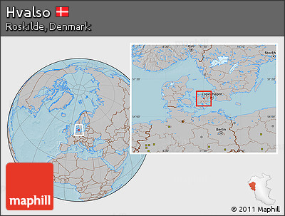 Gray Location Map of Hvalso, hill shading
