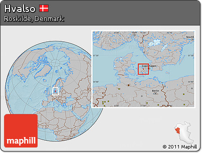 Gray Location Map of Hvalso, hill shading