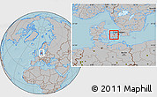 Gray Location Map of Hvalso, hill shading