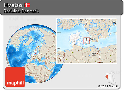 Shaded Relief Location Map of Hvalso, highlighted country