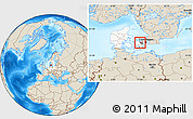 Shaded Relief Location Map of Hvalso, highlighted country, highlighted parent region