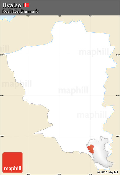 Classic Style Simple Map of Hvalso, single color outside