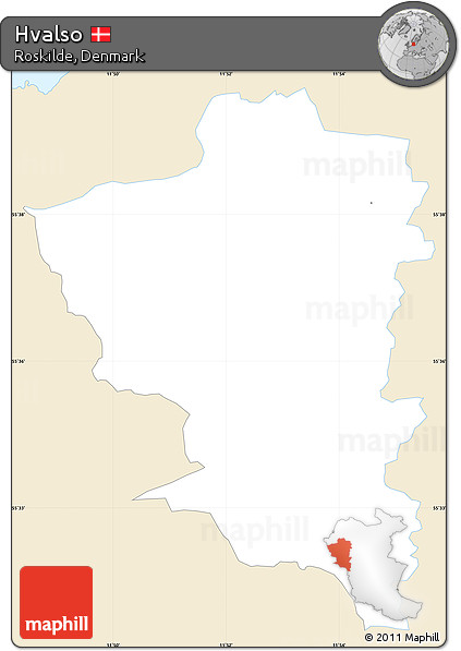 Classic Style Simple Map of Hvalso, single color outside
