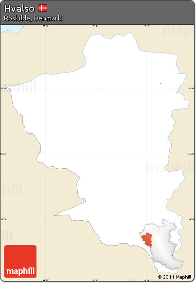 Classic Style Simple Map of Hvalso, single color outside