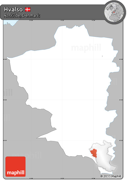 Gray Simple Map of Hvalso, single color outside