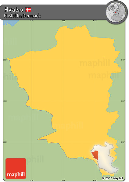 Savanna Style Simple Map of Hvalso, single color outside