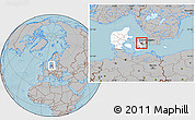 Gray Location Map of Lejre, highlighted country, highlighted parent region, hill shading