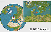 Satellite Location Map of Lejre, within the entire country