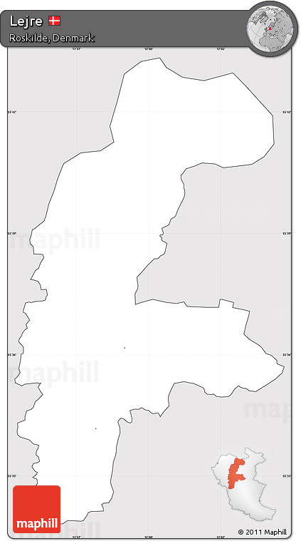 Silver Style Simple Map of Lejre, cropped outside