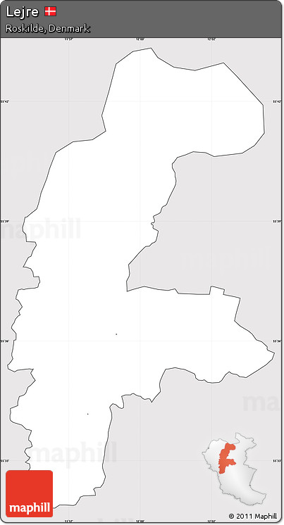 Silver Style Simple Map of Lejre, cropped outside