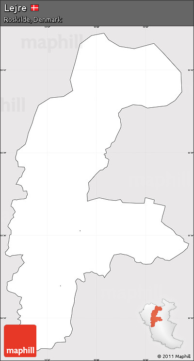 Silver Style Simple Map of Lejre, cropped outside
