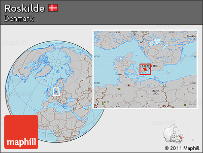 Gray Location Map of Roskilde