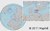 Gray Location Map of Roskilde, hill shading