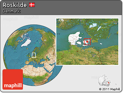 Satellite Location Map of Roskilde, highlighted country