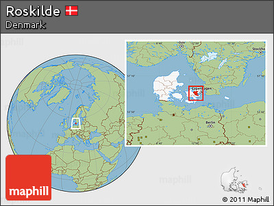 Savanna Style Location Map of Roskilde, highlighted country