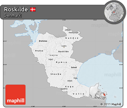 Gray Map of Roskilde, single color outside