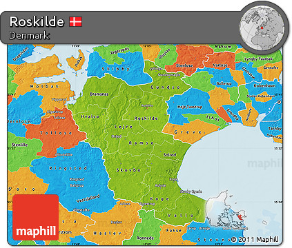 Physical Map of Roskilde, political outside