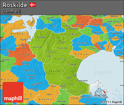 Physical Map of Roskilde, political outside