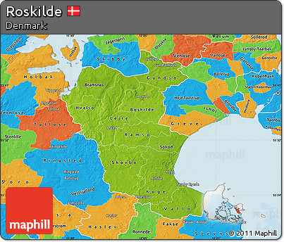 Physical Map of Roskilde, political outside