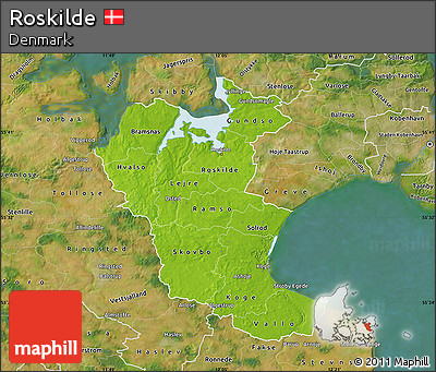 Physical Map of Roskilde, satellite outside