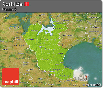 Physical Map of Roskilde, satellite outside
