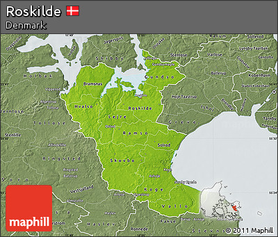 Physical Map of Roskilde, semi-desaturated
