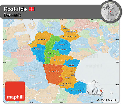 Political Map of Roskilde, lighten