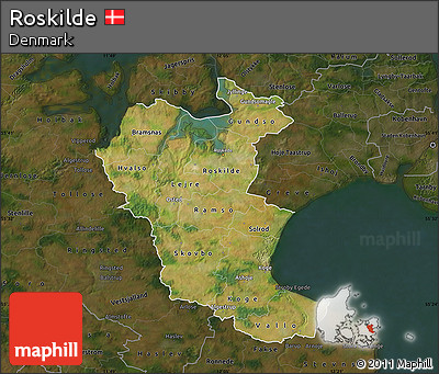 Satellite Map of Roskilde, darken
