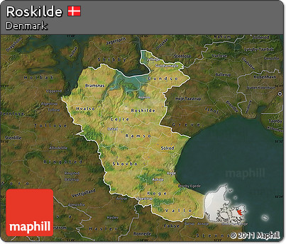 Satellite Map of Roskilde, darken