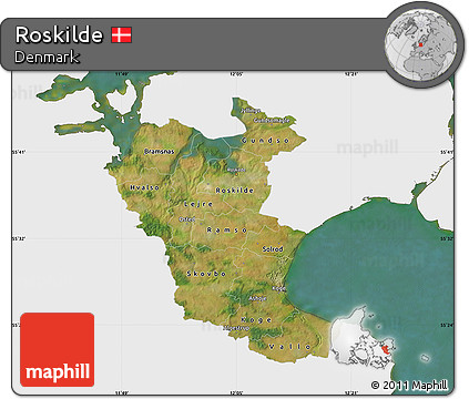 Satellite Map of Roskilde, single color outside