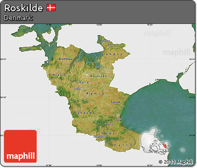Satellite Map of Roskilde, single color outside