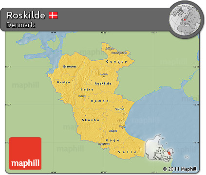 Savanna Style Map of Roskilde, single color outside