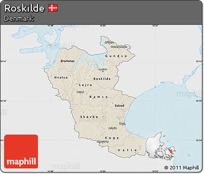Shaded Relief Map of Roskilde, single color outside