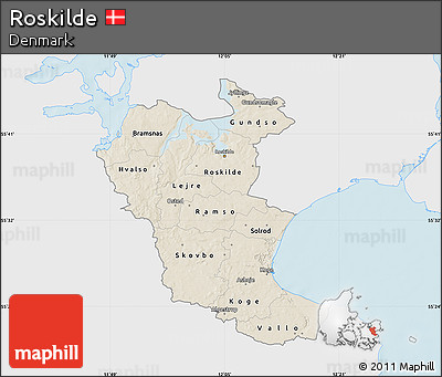 Shaded Relief Map of Roskilde, single color outside