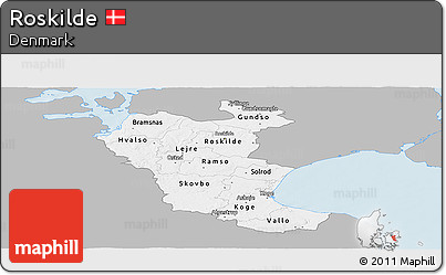 Gray Panoramic Map of Roskilde, single color outside
