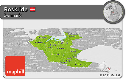Physical Panoramic Map of Roskilde, lighten, desaturated