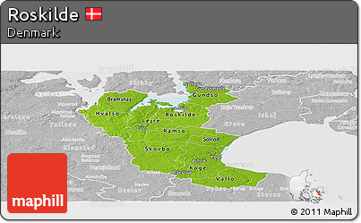 Physical Panoramic Map of Roskilde, lighten, desaturated