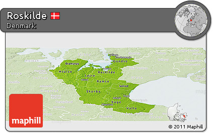 Physical Panoramic Map of Roskilde, lighten