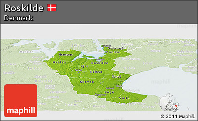 Physical Panoramic Map of Roskilde, lighten
