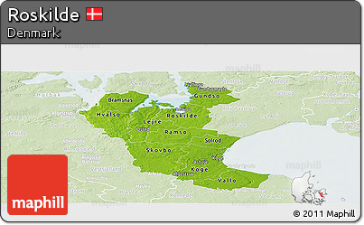 Physical Panoramic Map of Roskilde, lighten