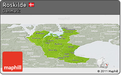 Physical Panoramic Map of Roskilde, lighten, semi-desaturated