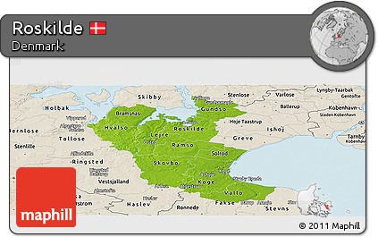 Physical Panoramic Map of Roskilde, shaded relief outside