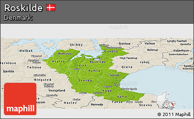 Physical Panoramic Map of Roskilde, shaded relief outside