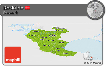 Physical Panoramic Map of Roskilde, single color outside