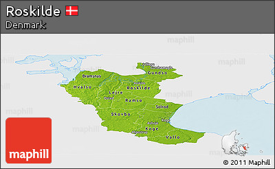 Physical Panoramic Map of Roskilde, single color outside