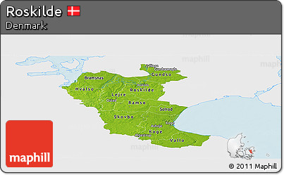 Physical Panoramic Map of Roskilde, single color outside